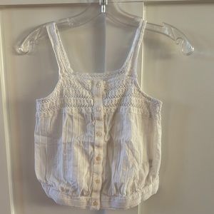 Chic White Crochet Button Tank Top